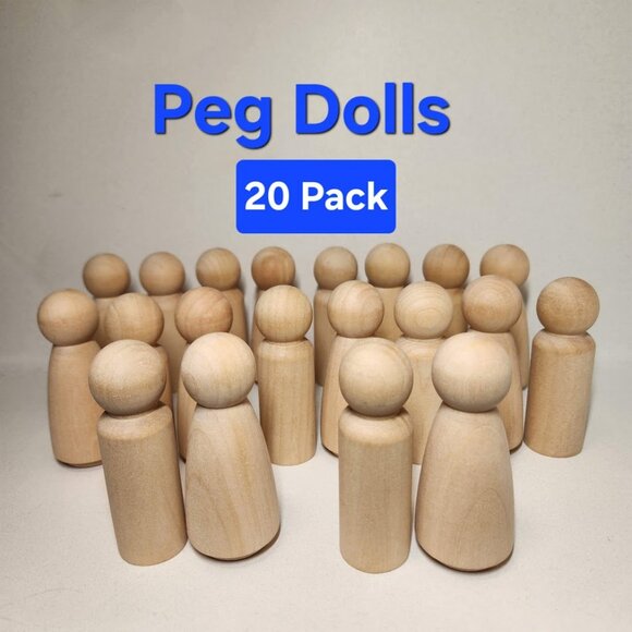 LARGE 20 Peg Dolls Craft Supplies 3.5" Tall Wedding Cake Toppers Woodpeckers Unf - Picture 1 of 9